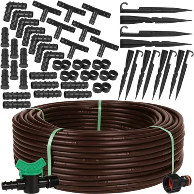 Produktbild von Braune Tropfleitung Tropfschlauch Tropfbewässerung 16mm/2,0 LPH EU 100m+Zubehör