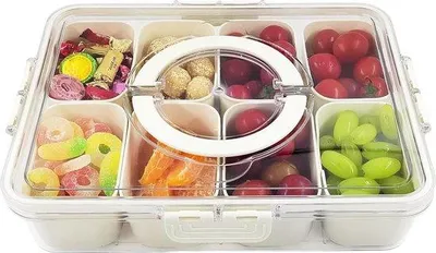 Produktbild von Vielseitige Snackbox mit Deckel und Fächern, Plastik, Essensbehälter