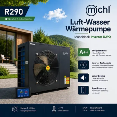 Produktbild von Michl Luft-Wasser Wärmepumpe Monoblock Inverter TWRE-K05/V3b R290 4,5-13,1 kW A++