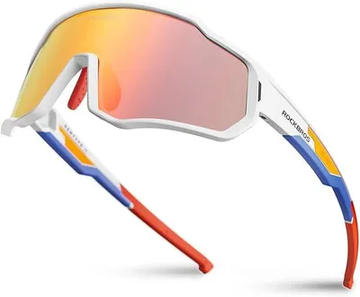 Produktbild von ROCKBROS Kinder Fahrradbrille Polarisiert UV400 Sportbrille Mit Silikonband Ultraleicht Für Radfahren Laufen Roller Mattweiß Polarisiert Rot