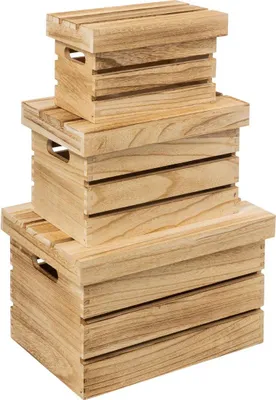 Produktbild von 3 aufbewahrungsboxen holzkiste - 5 five simply smart