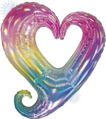 Produktbild von Shape Folienballon "Herz mit Loch" Opal Regenbogen | 94 cm