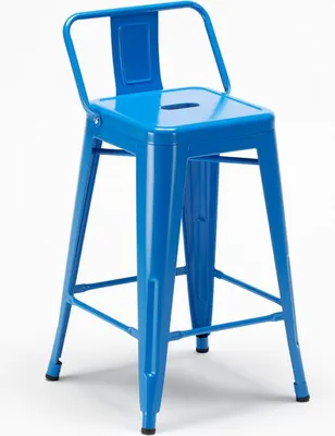 Produktbild von Barhocker im industrie stil aus metall mit rückenlehne Steel Top - Blau