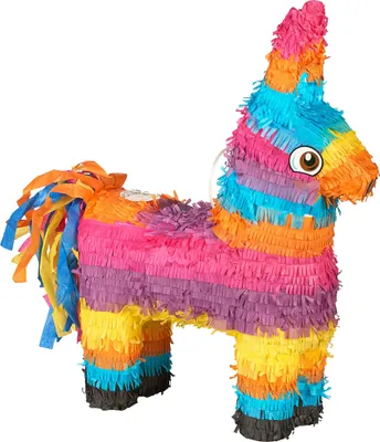 Produktbild von Pinata Esel mit Ziehbändchen bunt | 35 x 10 x 55 cm