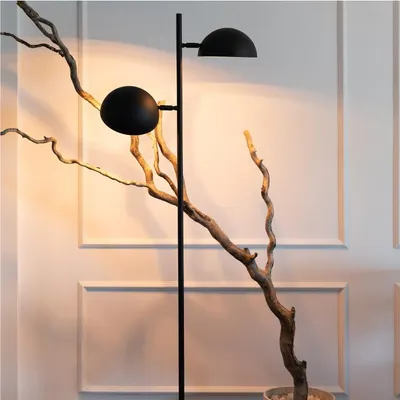 Productafbeelding van Atmooz Balade staande lamp – G9 – Vloerlamp – Tafel lamp – Zwart/Goud – Metaal – Hoogte: 162 cm