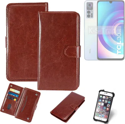 Produktbild von K-S-Trade 360° Hülle kompatibel mit TCL 30 5G braun Kunstleder Case BookCase WalletCase Kunstlederederhülle Handyhülle, Rundumschutz Bumper (1x)
