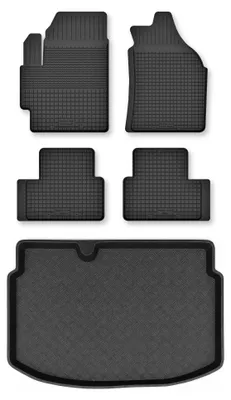 Zdjęcie produktu dla Dywaniki gumowe + mata bagażnika do Chevrolet Aveo II T300 od 2011 (dolny poziom podłogi) – czarne, dobierane – Wielganizator Semi-Universal