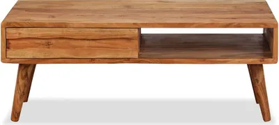 Obrázok produktu pre vidaXL Konferenčný stolík so zásuvkou z masívneho vyrezávaného dreva 100x50x40 cm