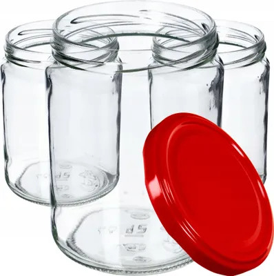 Obrázok produktu pre KADAX zaváracie poháre s viečkom "Maki", poháre na džem, zaváracie poháre, 540 ml, červené, 48 kusov