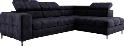 Produktbild von Ecksofa PABLO 279x201 cm Mit Bettkasten, Schlaffunktion, Verstellbaren Kopfstützen Und Metallfüßen, Bezogen Mit Pflegeleichtem CLOUD-Stoff, Wellenfederung, T30-Schaum Rechts Layout, Farbe SCHWARZ