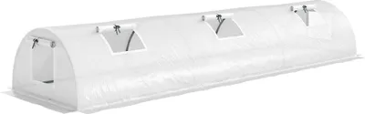 Produktbild von Foliengewächshaus 300x80x45 cm, Mini-Pflanztunnel mit Netzfenstern, UV-beständiges Frühbeet aus PE-Gitterfolie, weißer Treibhaustunnel für Garten