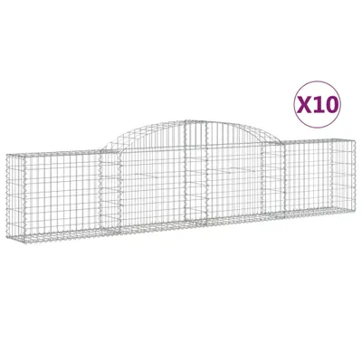Produktbild von vidaXL Gabionen mit Hochbogen 10 Stk. 300x30x60/80 cm Verzinktes Eisen