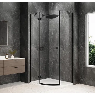 Produktbild von GLOBE BLACK Duschabtrennung Viertelkreis 1000x800mm, Klarglas, links