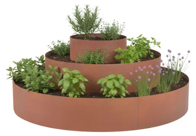 Produktbild von Kräuterspiralpyramide, 3-teilig, Stahl, Rostfinish