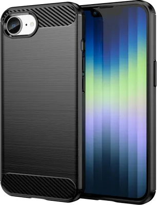 Produktbild von Mobigear Brushed Slim iPhone 16e Hülle Flexibles TPU Backcover - Schwarz