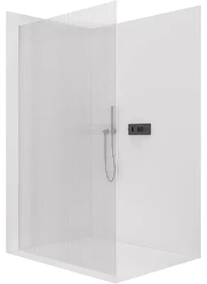 Immagine prodotto di CERANO - Box doccia Walk-in Crystal L/P - 8 mm - sistema senza montanti - vetro nero opaco rigato - 150x200 cm