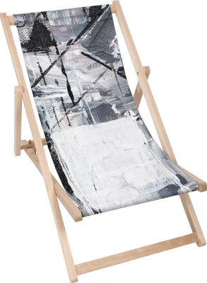 Produktbild von Dreamroots Liegestuhl klappbar Holz, bis zu 130 kg, Sonnenliege klappbar mit 3-stufiger Neigungsregulierung der Rückenlehne, Black Geometric Shapes
