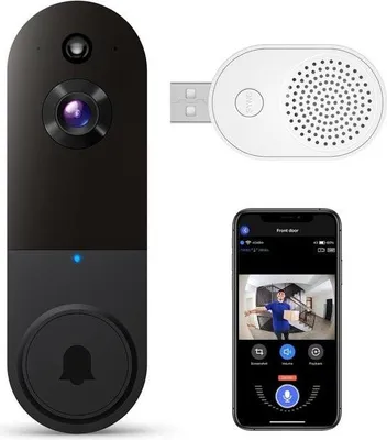 Produktbild von Video-Türklingel ohne Abo – Türklingel mit Kamera – Kabellose Video-Türklingel – Heimüberwachung – Türklingel mit App – Intelligente Türklingel – Keine monatlichen Kosten – Sicherheitskamera – WLAN-Türklingel – Für Smartphone und Tablet