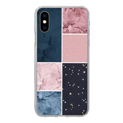 Produktbild von MuchoWow® Handyhülle Schutzhülle Hülle für iPhone X Marmor - Rosa - Blau Silikon Softcase Handy Hülle - Handyhülle