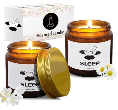 Immagine prodotto di Set regalo di candele profumate per donne, 2 candele in cera di soia, profumo di camomilla