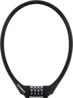Produktbild von ROCKBROS Fahrradschloss Zahlenschloss, mit 4-Stellig Zahlencode, 100cm/9,5mm Kabelschloss, Schwarz
