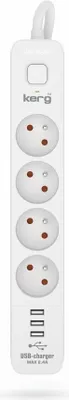 Produktbild von Steckdosenleiste 4 Steckdosen + 3 x USB A 3×1,5mm² H05VV-F 16A/250VM02414 3 m weiß