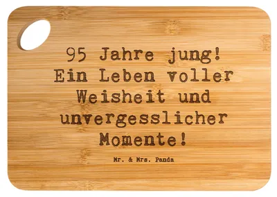 Produktbild von Mr. & Mrs. Panda Holzbrett Spruch 95. Geburtstag Weisheit - Transparent - Geschenk, holzschneidebrett, Feier, Happy Birthday, Schneidebrett, Erinnerungen, Küchenbrett