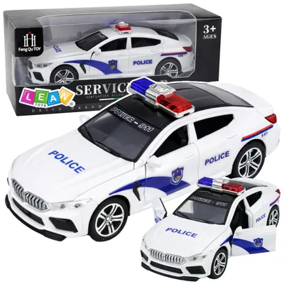 Image de Voiture De Police Ouvrant Les Portes Les Lumières Motorisées Sonnent Blanc