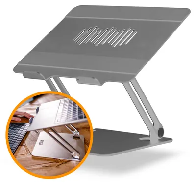 Produktbild von R2B LaptopStänder, Belüfteter Laptophalter, Faltbarer Laptop Stand, Notebook Ständer, Macbook Ständer, Laptop Halterung, Höhenverstellbar