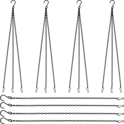 Produktbild von 12er-Pack Hängeketten aus Metall, Hängekorbketten mit Clips und S-Haken für Blumentöpfe, Vogelkäfige, Pflanzgefäße, Laternen, Werbetafeln