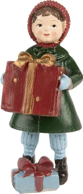 Produktbild von Clayre & Eef Weihnachtsdekorationsfigur Mädchen 12 cm Grün Rot Kunststoff