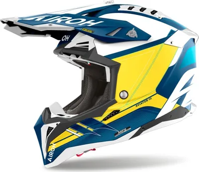 Produktbild von Crosshelm Schutzhelm Motorradhelm AIROH Aviator 3.0 Saber Gelb Blau Größe XL