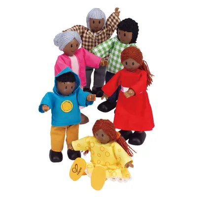 Produktbild von Hape Happy Family Puppenfamilie  Dunkle Hautfarbe, E3501