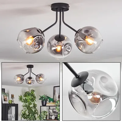Produktbild von Villamare Deckenlampe aus Metall/Glas in Schwarz/Rauchfarben/Klar