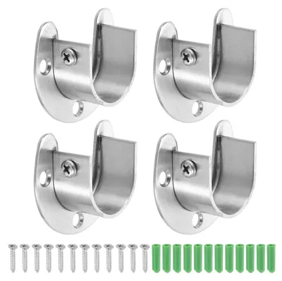 4er-Set Kleiderstangenhalter Edelstahl U-Form 28 mm