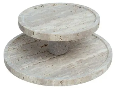 Produktbild von Cinar Travertinfarbene Marmoretagère 2-stufig, Durchmesser 20 bis 28 cm