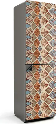 Zdjęcie produktu dla Geometria w stylu etnicznym - Magnetyczna osłona lodówki - Folia dekoracyjna magnetyczna do kuchni - Magnes na lodówkę deco - Samoprzylepna tablica magnetyczna - Folia magnetyczna na drzwi lodówki - 60x205 cm