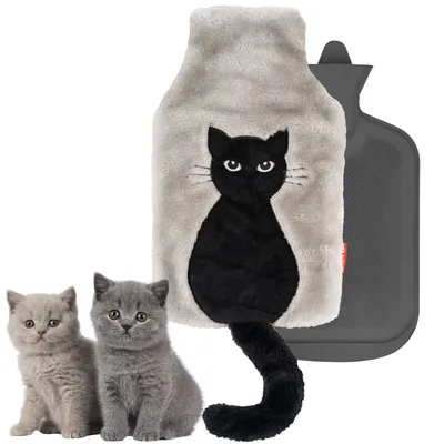 Produktbild von Großer Wärmflasche mit Bezug 1,8 l, Motiv Katze von SOXO – Geschenke für Frauen