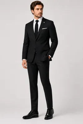 Produktbild von Guild Herren Anzug – 2 teilig – Slim Fit, für Hochzeiten, Einladungen, den Business, besondere Anlässe – schickes, Elegantes Sakko und Hose Schwarz