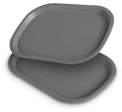 Image de Plateau en plastique - 37,7 cm x 27,7 cm Gris Lot de 2