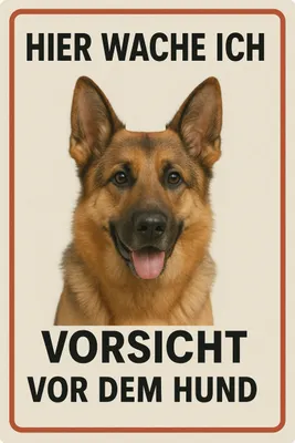 Produktbild von Blechschild AstraDesign 20x30 cm „Deutscher Schäferhund Hier wache ich“ – Metallschild Wanddeko, Schild, Geschenkidee