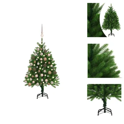 Image de vidaXL Sapin de Noël artificiel avec éclairage & boules 120 cm Vert - Sapins de Noël