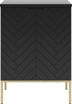 Produktbild von Waschbeckenunterschrank 60 cm breit in schwarz matt mit gefrästen Fronten ANGERA-140