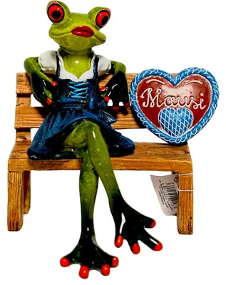 Produktbild von Froschhausen Frosch-Lady Mausi im Dirndl mit Lebkuchenherz 13 cm