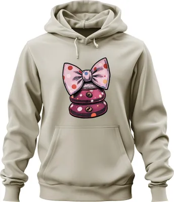 Produktbild von Schleife Knöpfe Polka Dots Karneval Clown Jeck Fasching Kostüm Uni Hoodie Kapuzenpullover, Natur, 3XL