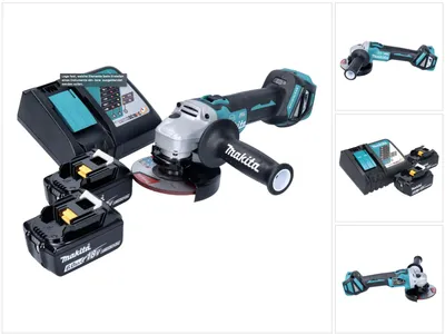 Produktbild von Makita DGA 513 RG Akku Winkelschleifer 18 V 125 mm Brushless + 2x Akku 6,0 Ah + Ladegerät