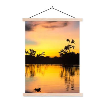 Produktbild von MuchoWow® Textilposter Wasser - Natur - Sommer - Himmel 120x160 cm mit holzfarbenen Rahmen - Plakatkarton