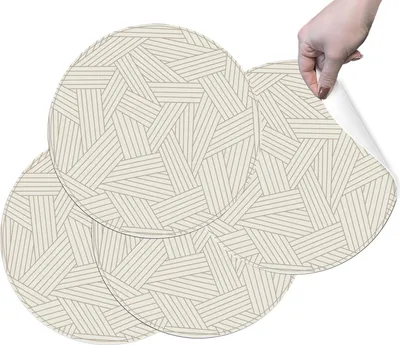 Produktbild von HUBDECO Strapazierfähige Schützende Esstischmatten - Set mit 4 abwaschbaren Vinyl-Tischmatten - Platzdeckchen für Küche - Tischmatte - Tischsets Abwaschbar - 36x36cm - Zart