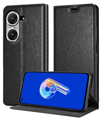 Produktbild von Cadorabo Hülle für Asus ZenFone 9 in NACHT SCHWARZ Schutzhülle mit Magnetverschluss, Standfunktion und Kartenfach Flip Case Cover Etui Handy Klapp Hülle Book Tasche