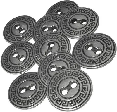 Immagine prodotto di Set di bottoni in metallo, 10 pezzi, Ø 20 mm, grigi, 2 fori